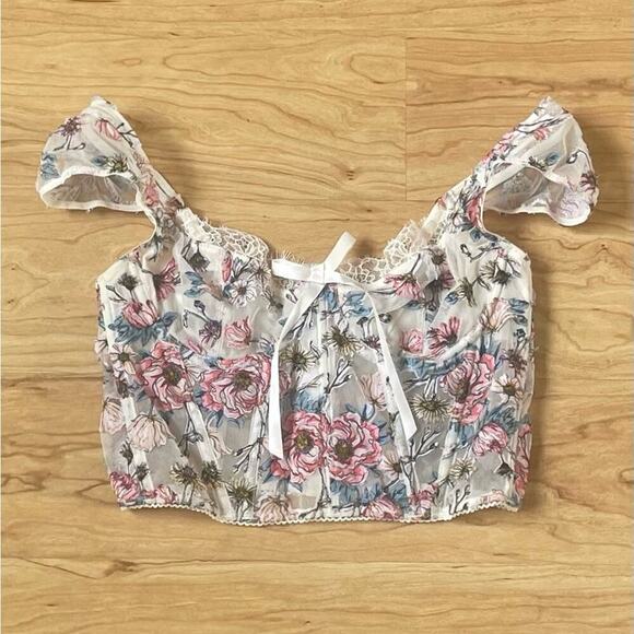 Victoria’s Secret Dream Angels Corset Multicolored Florals & White Lace Trim - Picture 6 of 9